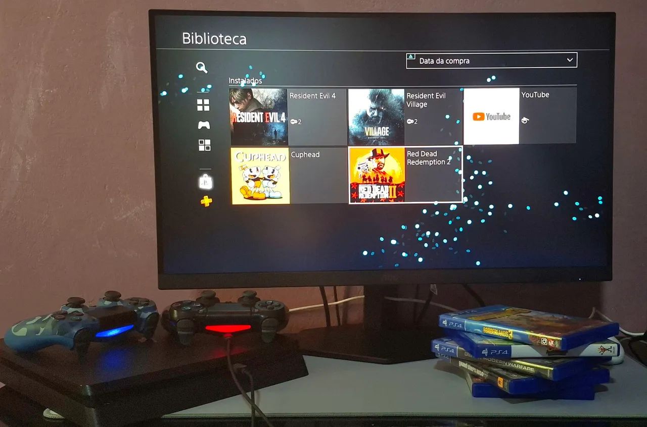 Console PS4 (500gb) , 2 controles e 5 jogos (*Não aceito troca