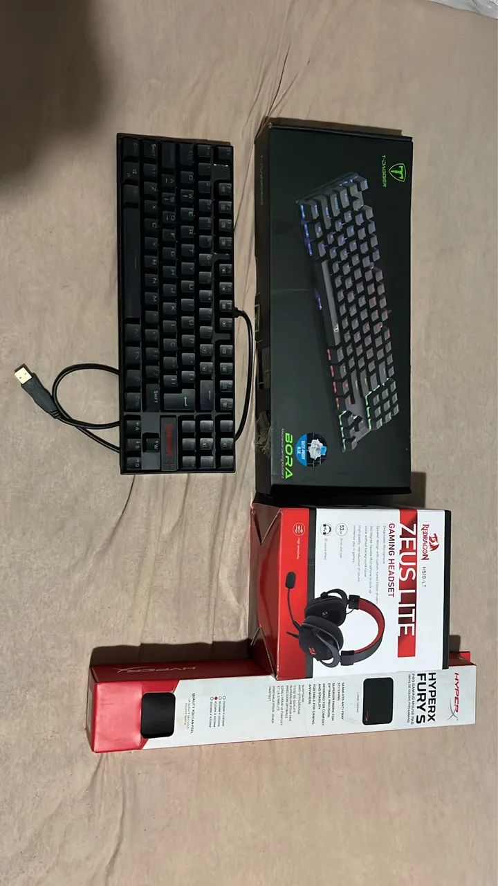 ? KIT PERIFÉRICOS GAMER ? REDRAGON + T-DAGGER + MOUSEPAD HYPERX