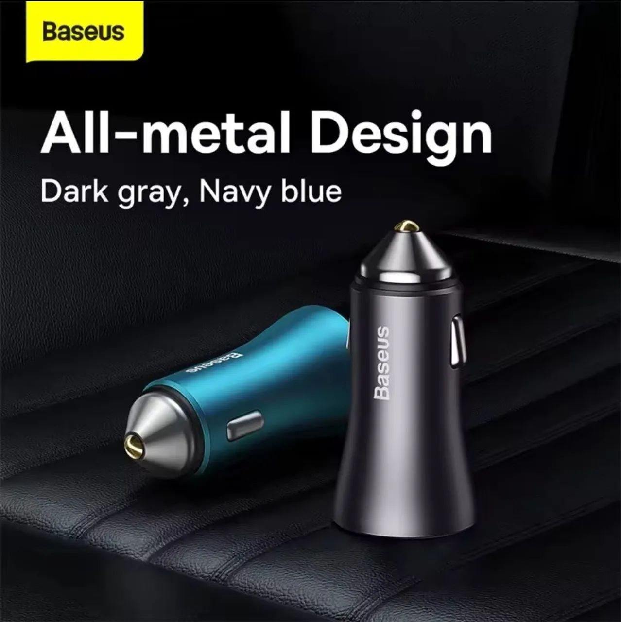 Carregador Veicular Baseus 60W Usb-c e Usb-a, Azul - Foto 3