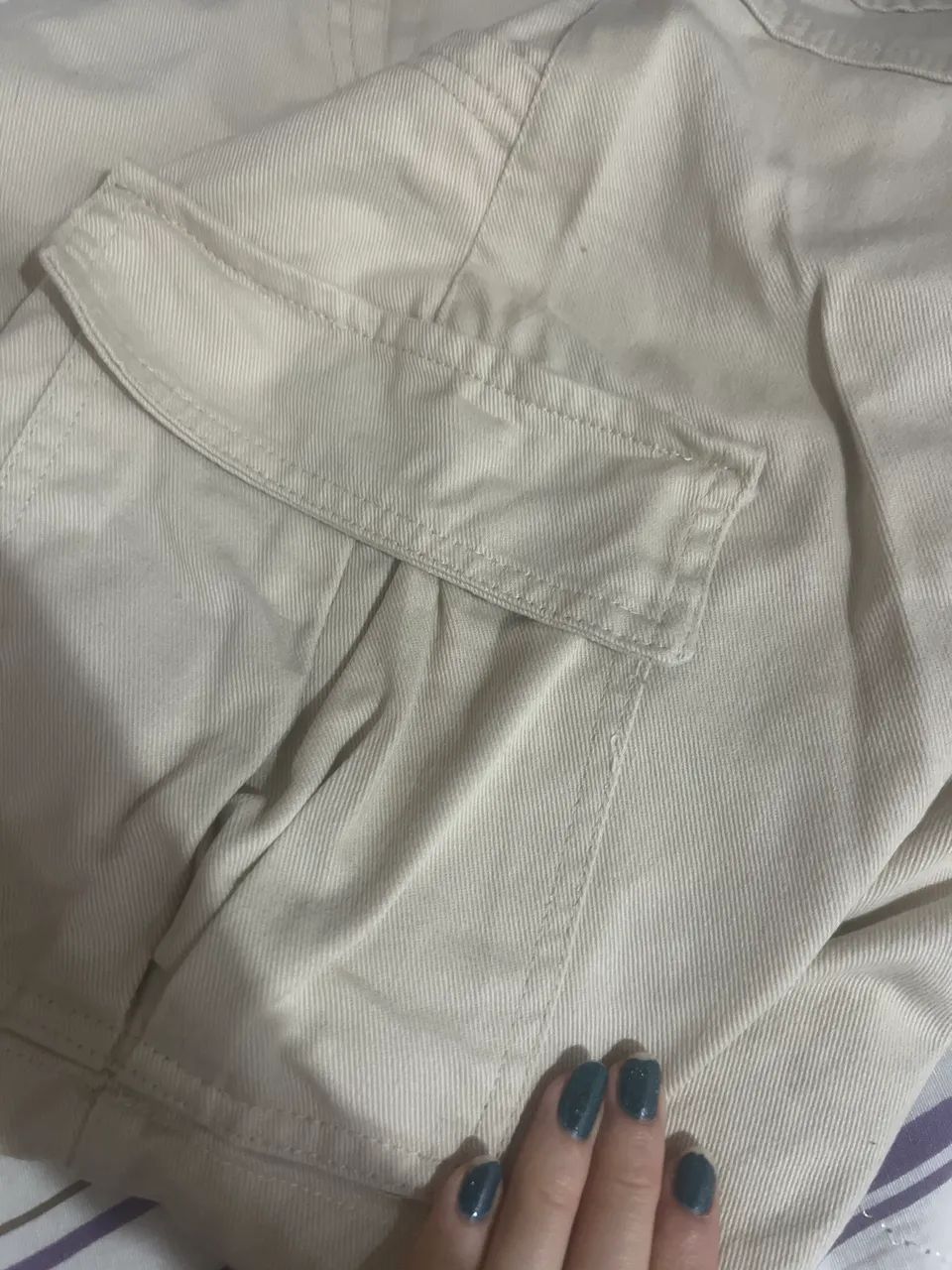 Saia cargo jeans bege - Foto 4