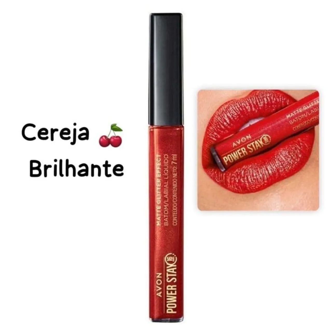 Batom cereja brilhante 