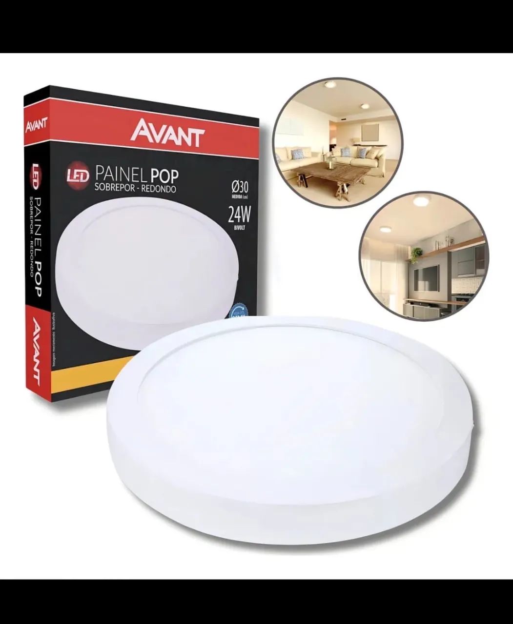 4 Luminária de sobrepor redonda 24w Amarela Novo