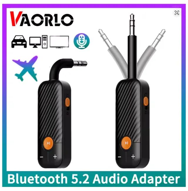 Bluetooth 5.2 receptor de áudio transmissor 3.5mm 3.5 aux com microfone estéreo - Foto 3