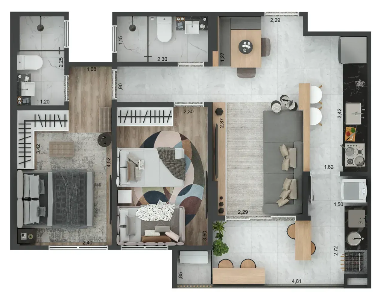 PLANTA 57m²