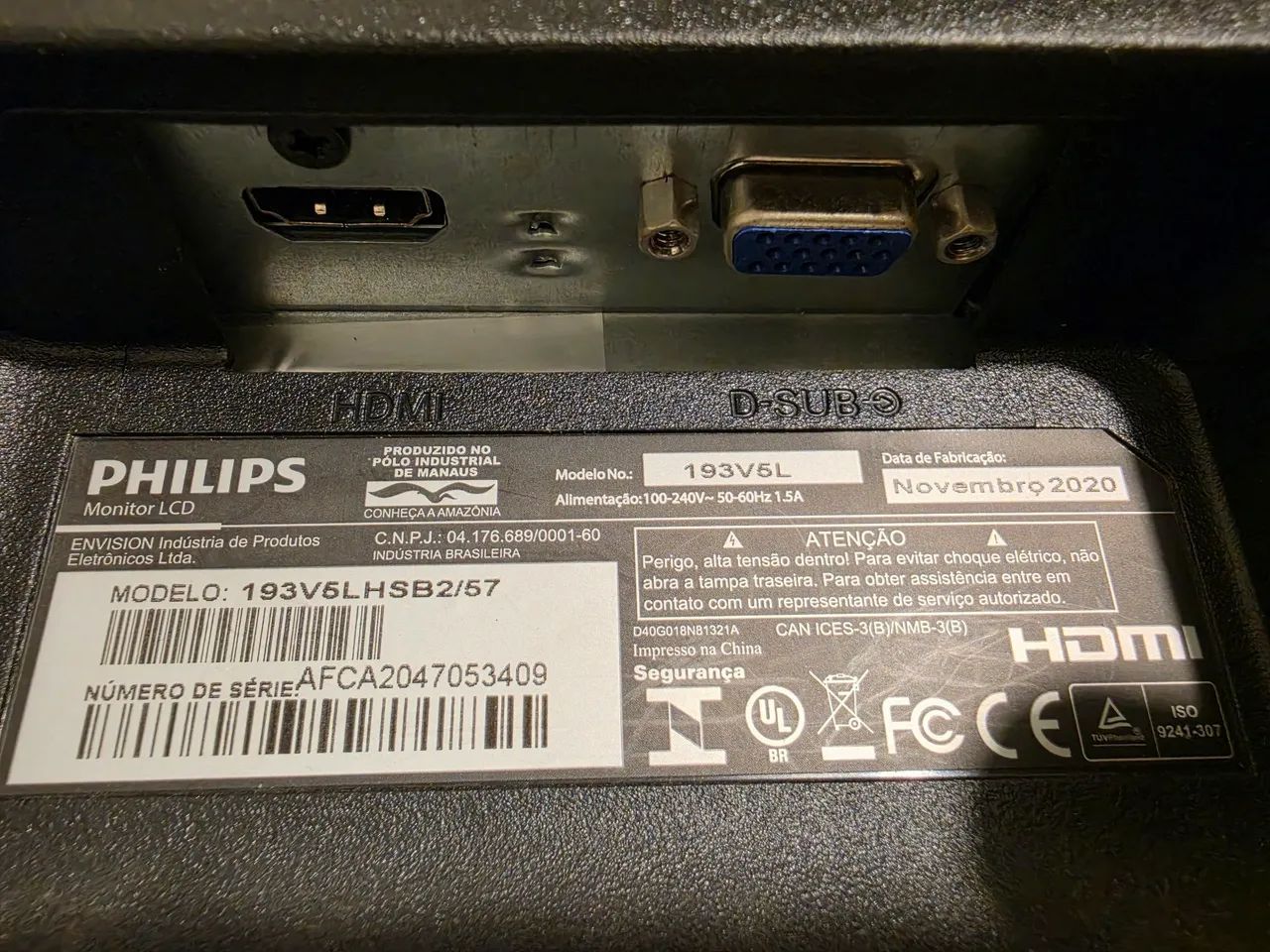 Monitor Philips LED 18,5" HDMI/VGA 193V5LHSB2/57 - Foto 3