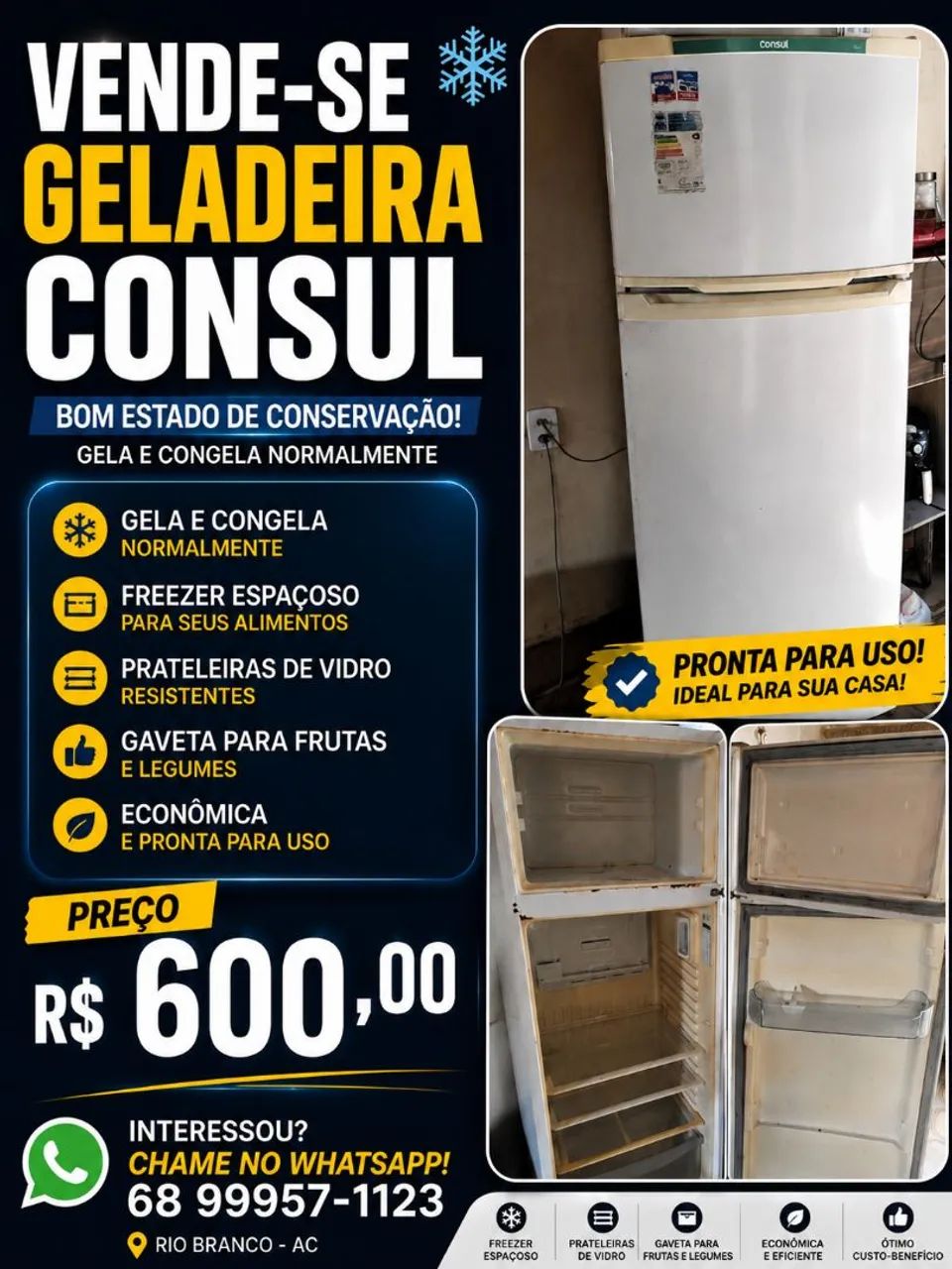 GELADEIRA DUAS PORTAS CONSUL 