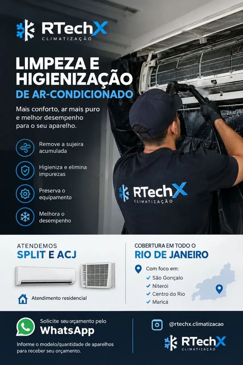 Higienização e manutenção de ar-condicionado Split e ACJ