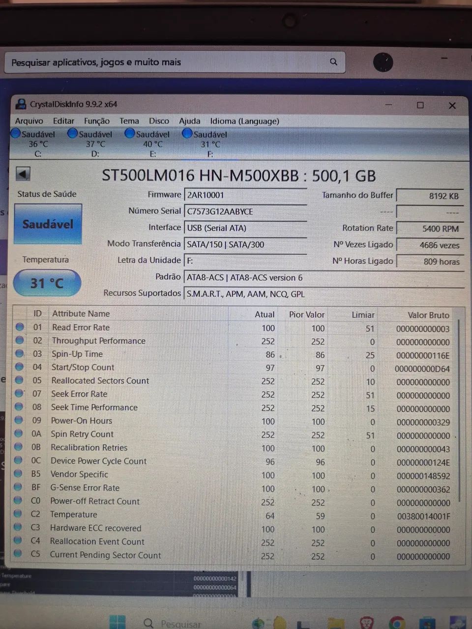 HD externo 500GB SAMSUNG Saudável  - Foto 2