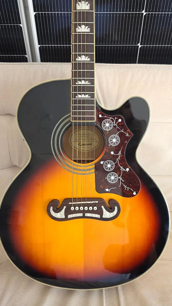 Relíquia: Epiphone EJ-200SCE Vintage Sunburst - Estado de Zero (Revisado) - Foto 3