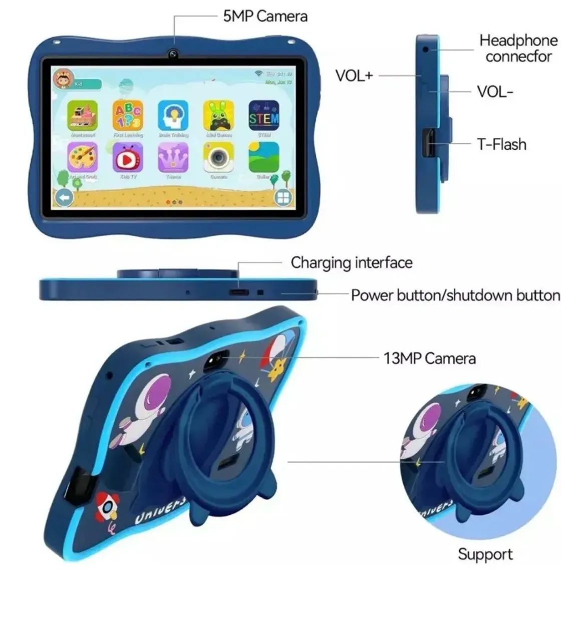 Tablet infantil com capa astronauta 8GB ram 128GB - Foto 3