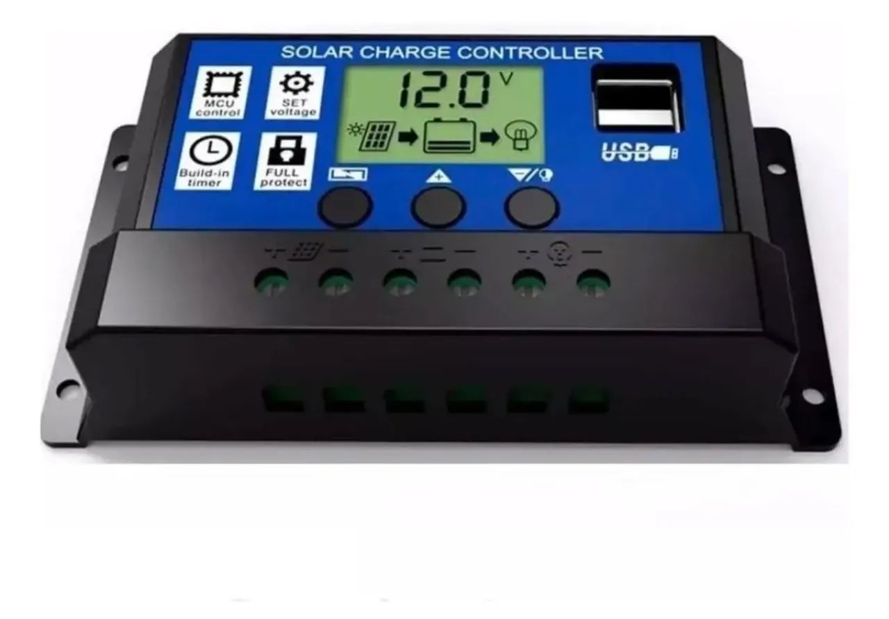 Controlador de Carga Solar 100A 12-24V Duplo USB