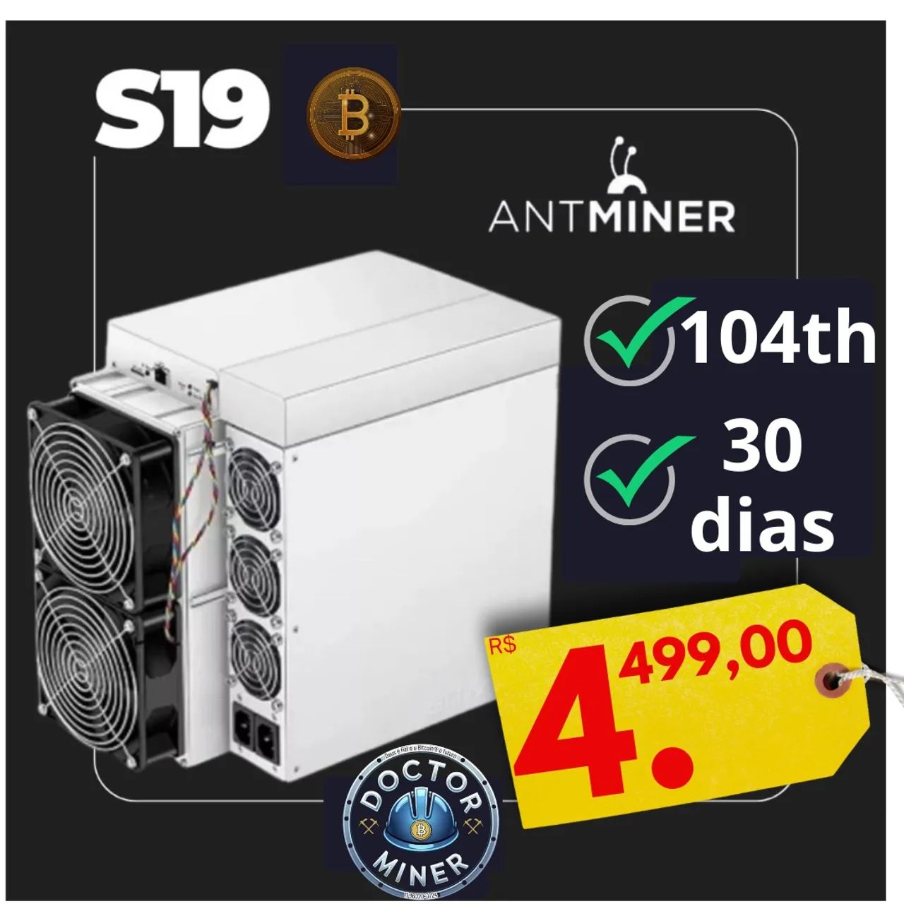 Mineradora de bitcoin S19jpro 104th 