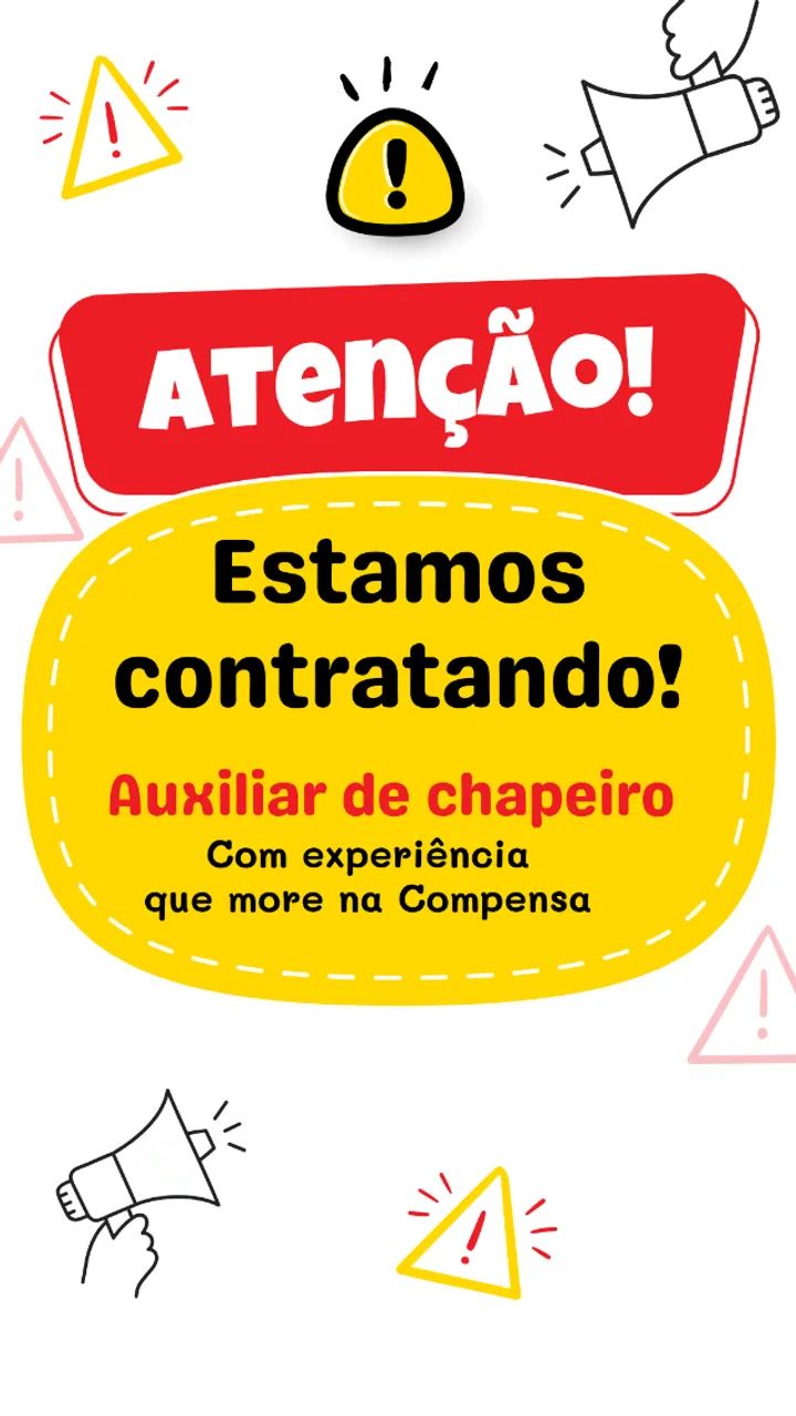 Vaga para auxiliar de chapeiro 