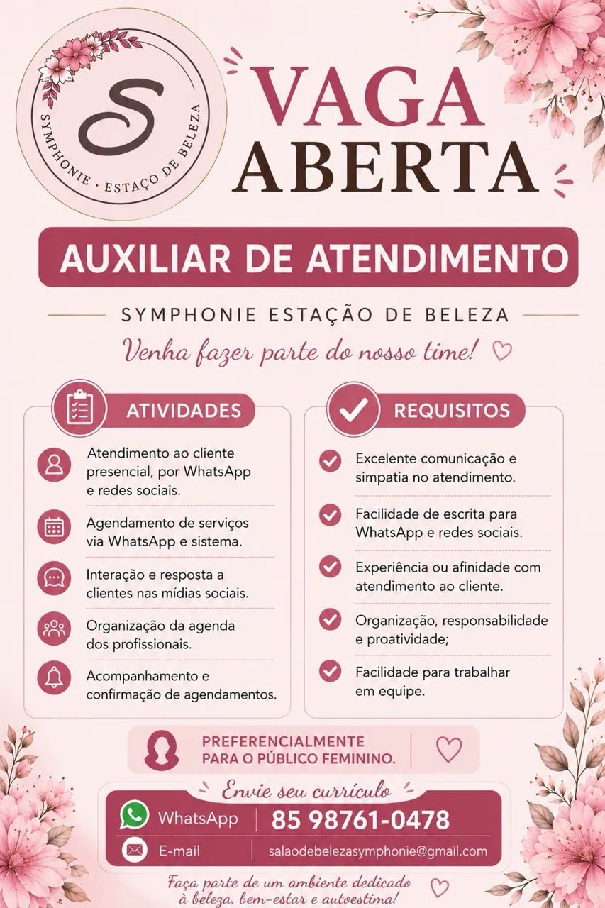 AUXILIAR DE ATENDIMENTO - Salão de Beleza 