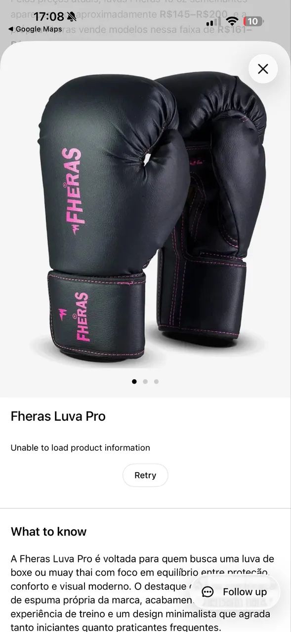 Luva de Boxe Fheras 10 OZ - Preta/Rosa - Praticamente Nova - Foto 4
