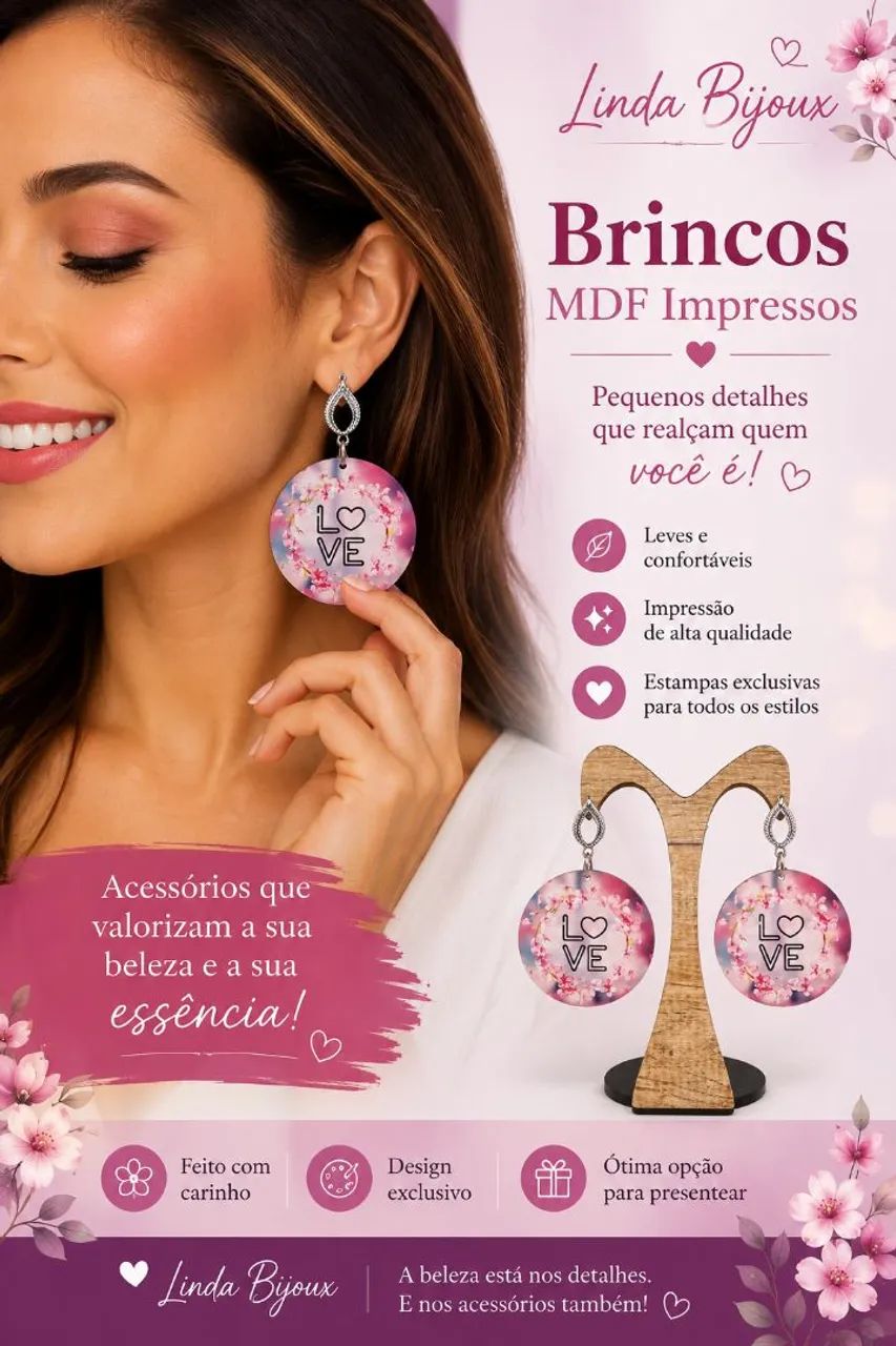 Brincos em MDF Impressos - Foto 3