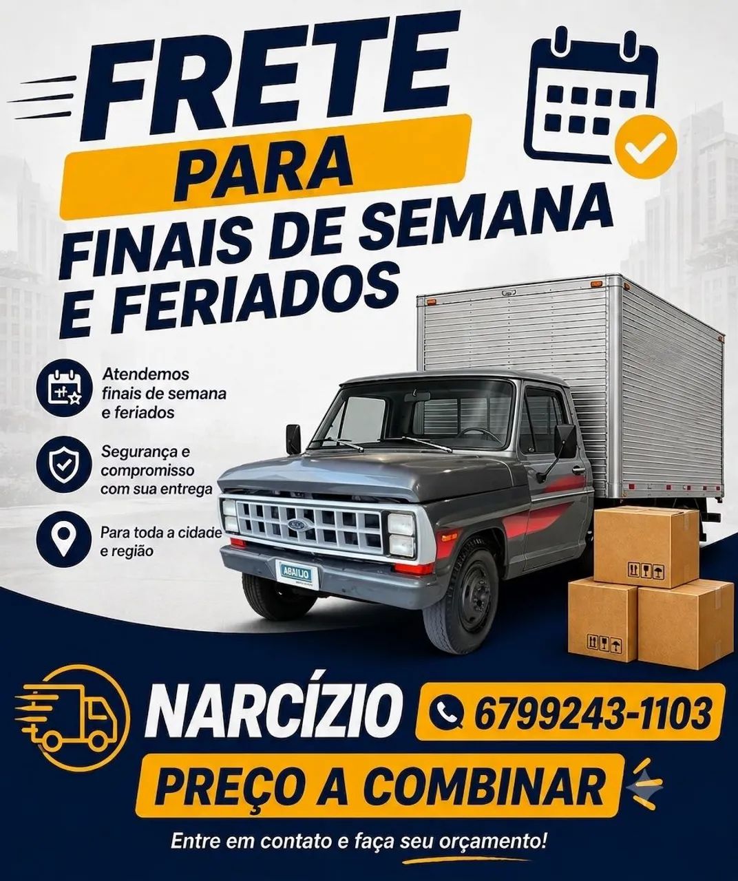 FRETES E MUDANÇAS - ATENDIMENTO AOS FINAIS DE SEMANA E FERIADOS!
