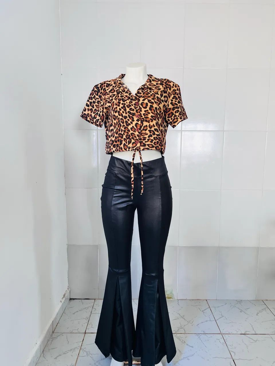 Calça de Couro PU Elegante  - Foto 2