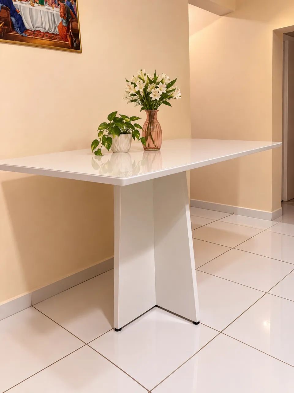 Mesa 100% MDF Tampo de vidro