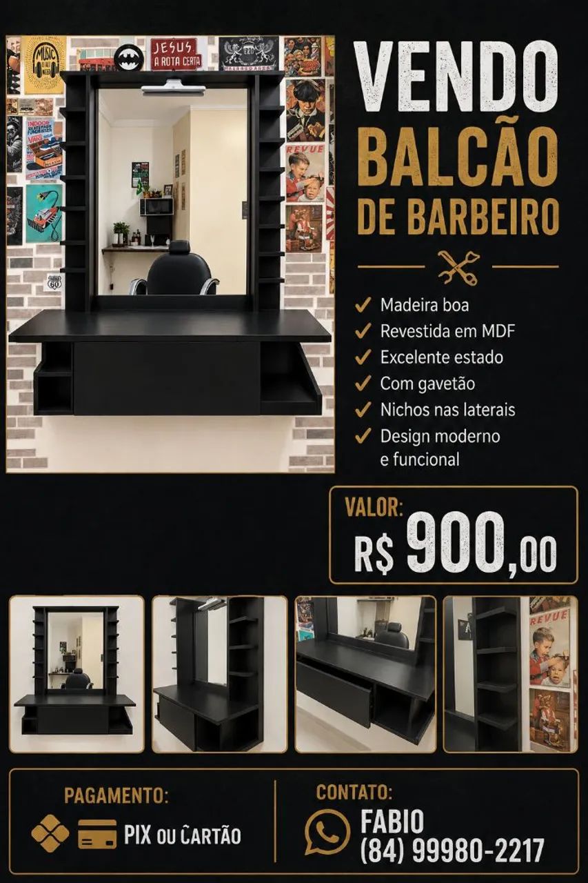 Vendo móveis para barbearia