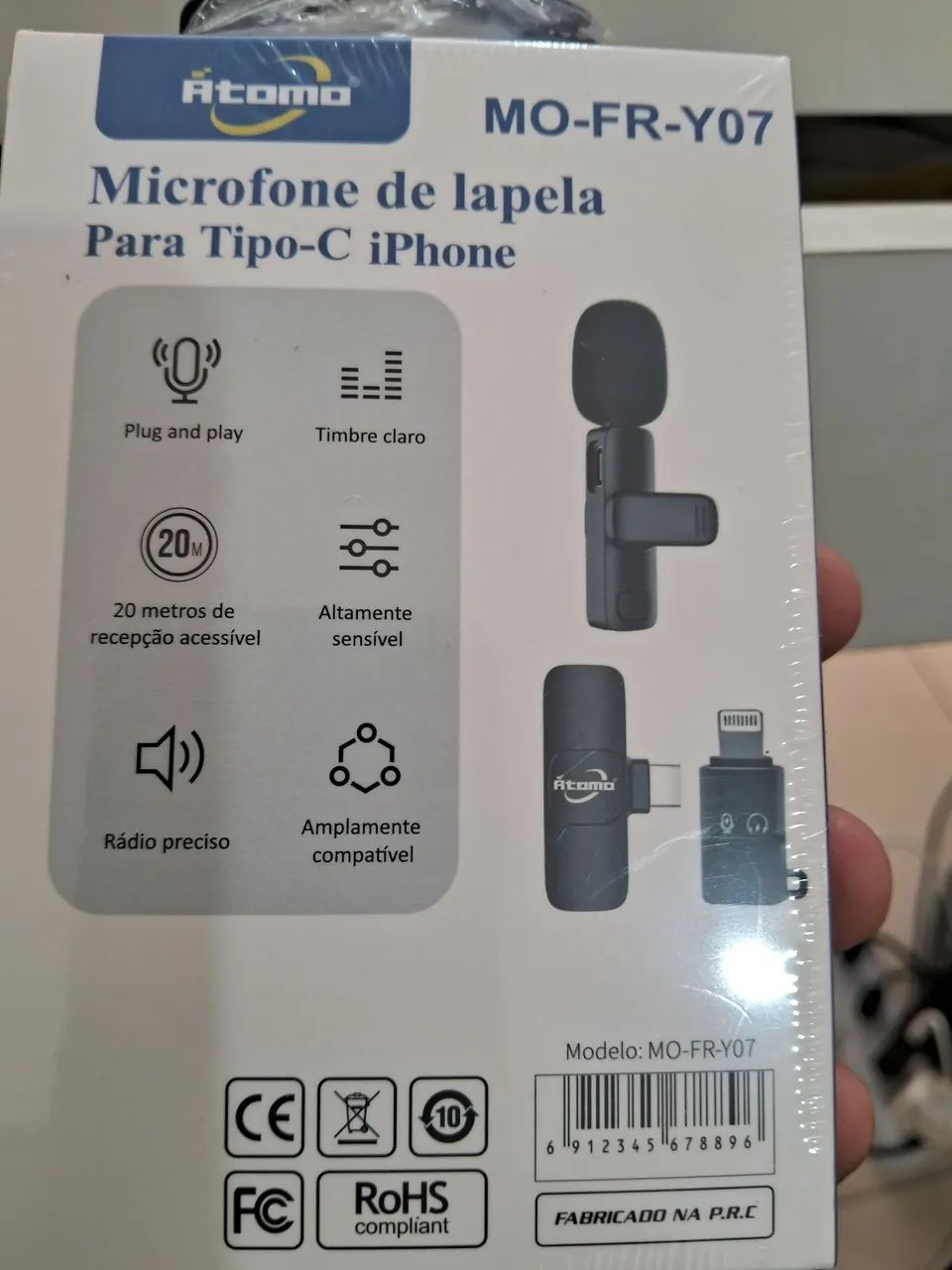 Microfone de Lapela para Tipo C e Iphone Atomo MO-FR-Y07 - Foto 3