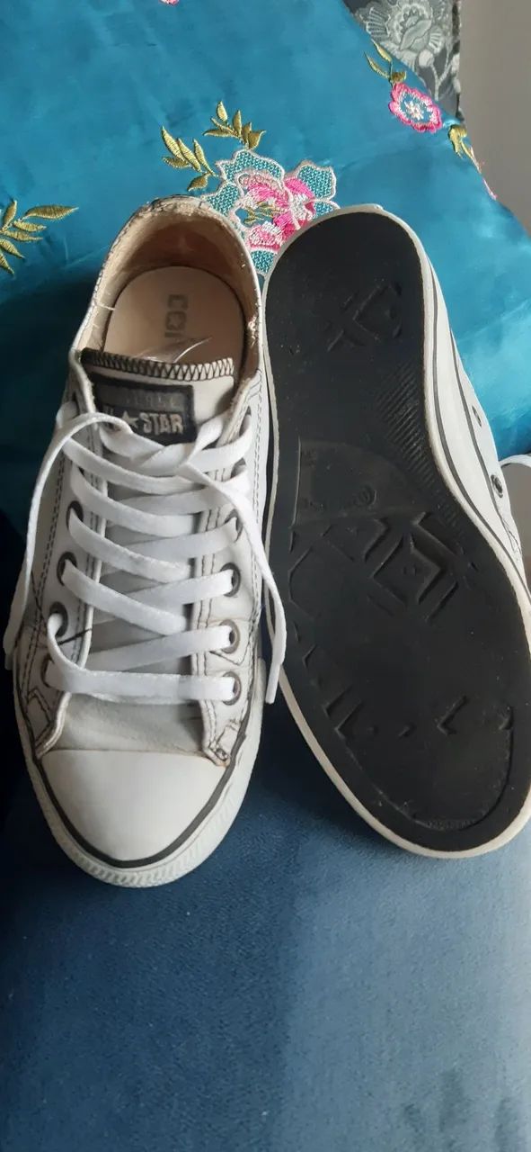 Tenis All Star branco em couro - Foto 2