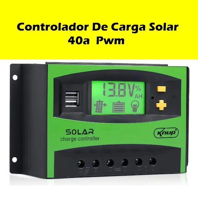 Controlador De Carga Solar 40a Automático Pwm Lcd 12/24v Usb