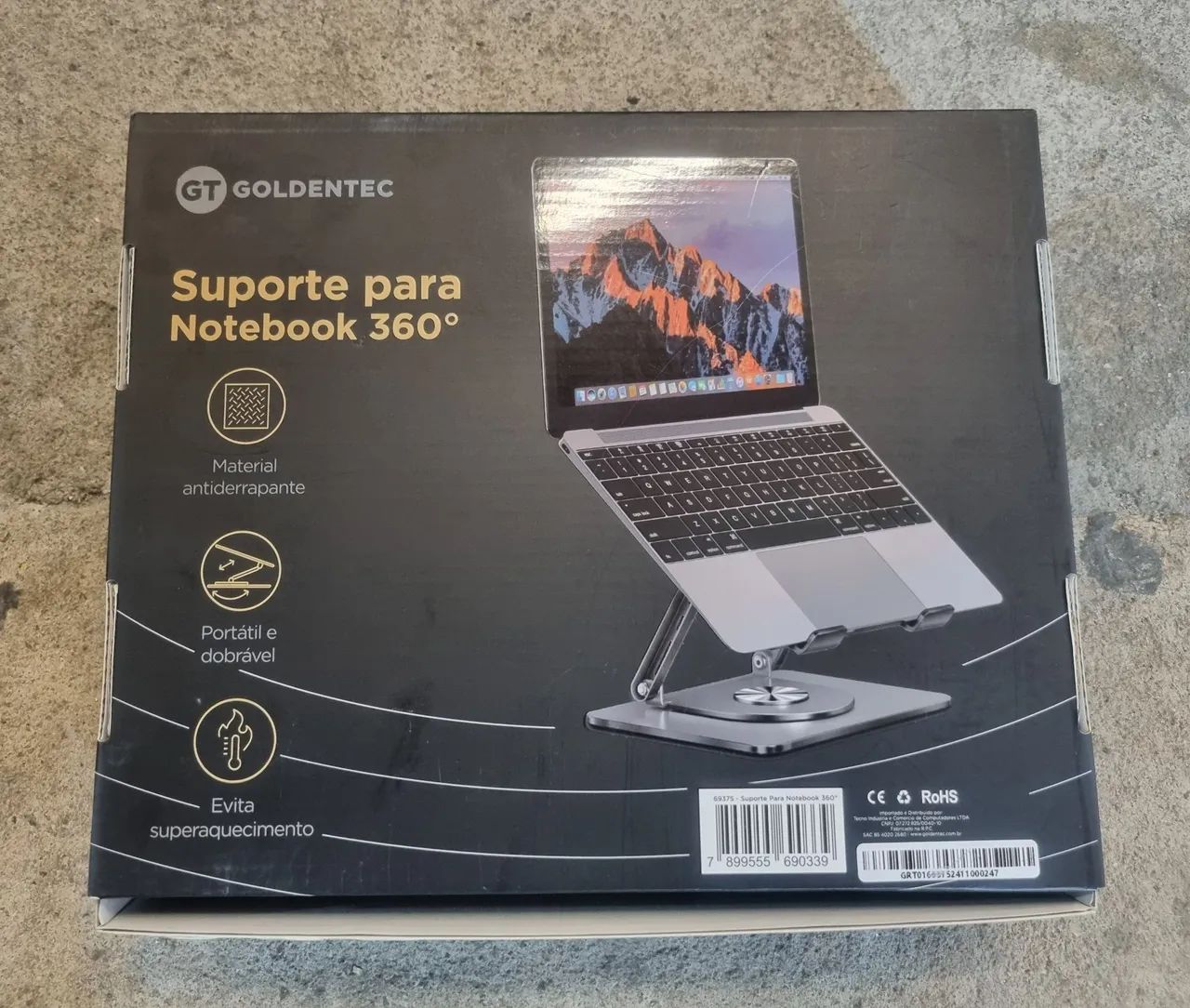 Suporte 360° para Notebooks até 17" Get Spin com Base Giratória Aço Carbono - Foto 2