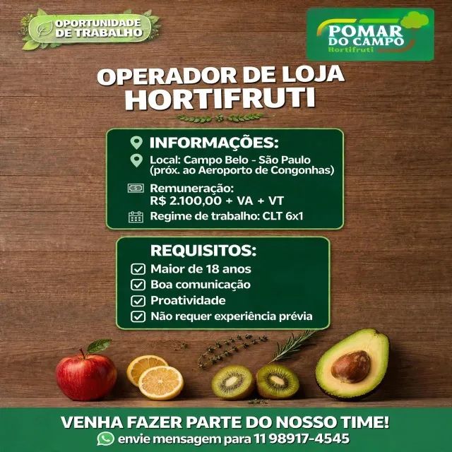 OPERADOR DE LOJA HORTIFRUTI