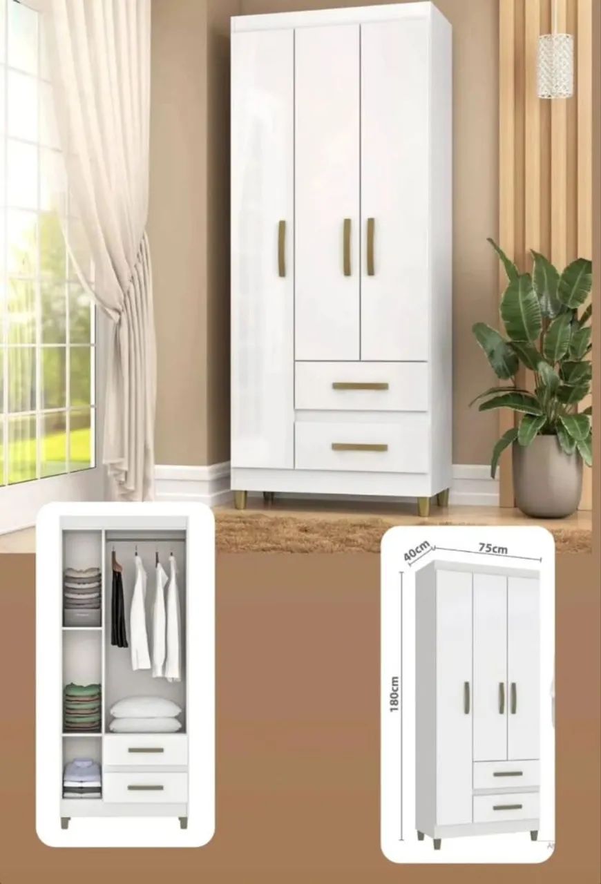 Belissimo guarda roupa 3 portas e 2 gavetas!!