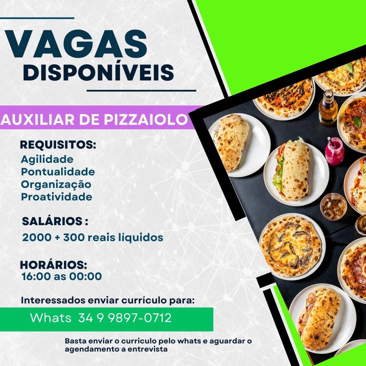 Auxiliar de pizzaiolo 