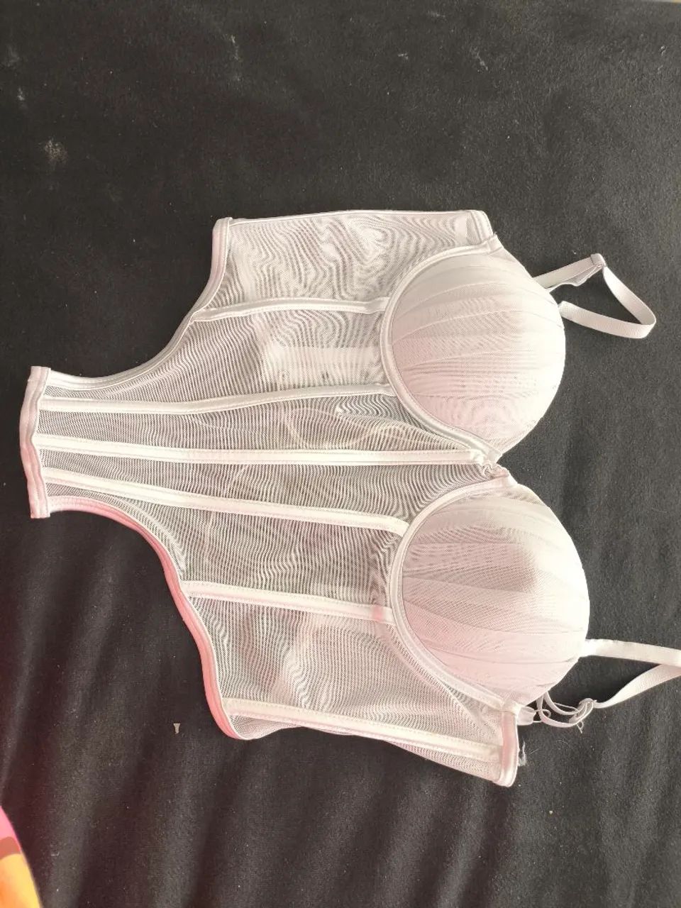 Croped branco corset com amarração  - Foto 2