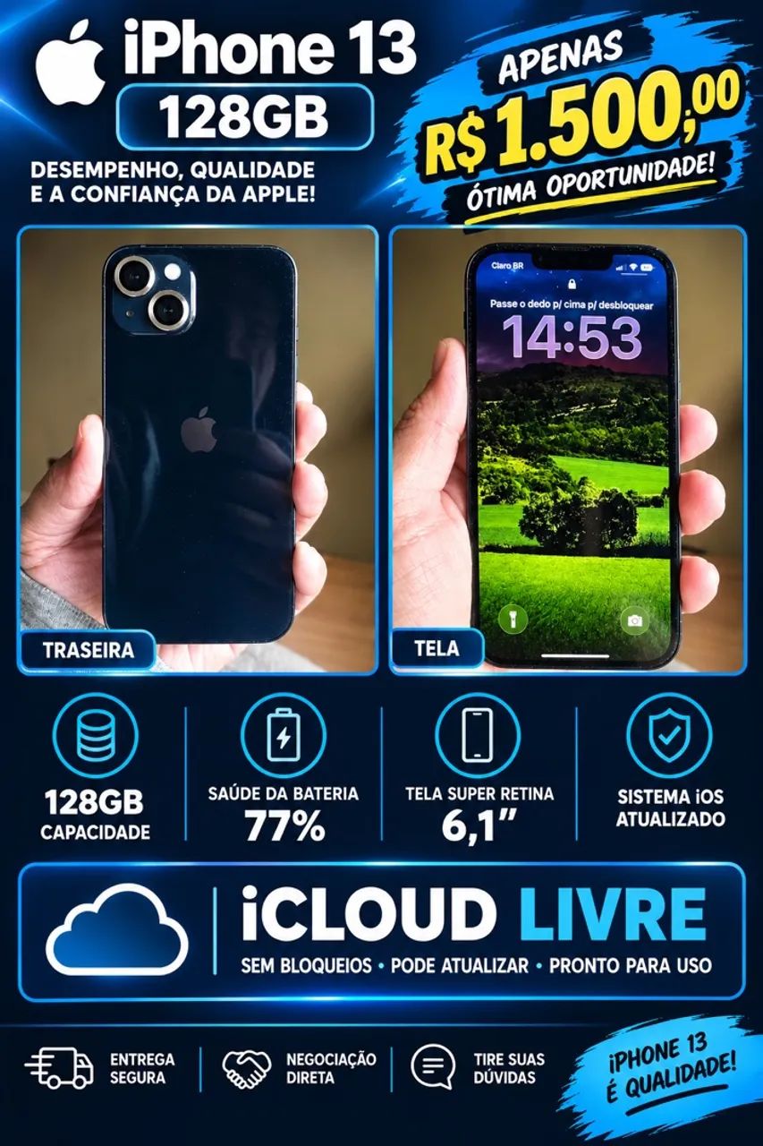 iPhone 13 128Gb com nota fiscal 