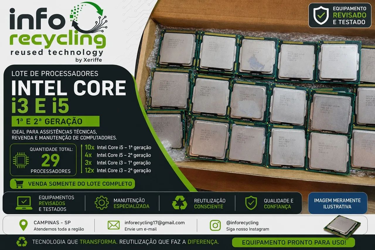Lote de Processadores Intel Core i3 e i5 - 1ª e 2ª Geração