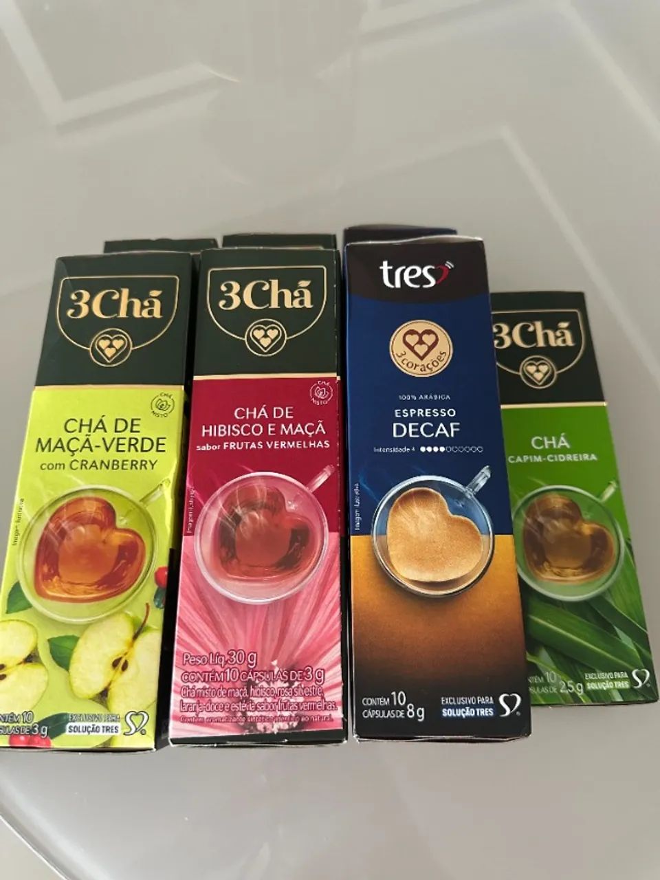 CAPSULAS DE CHA E DE CAFÉ 3 CORAÇÕES