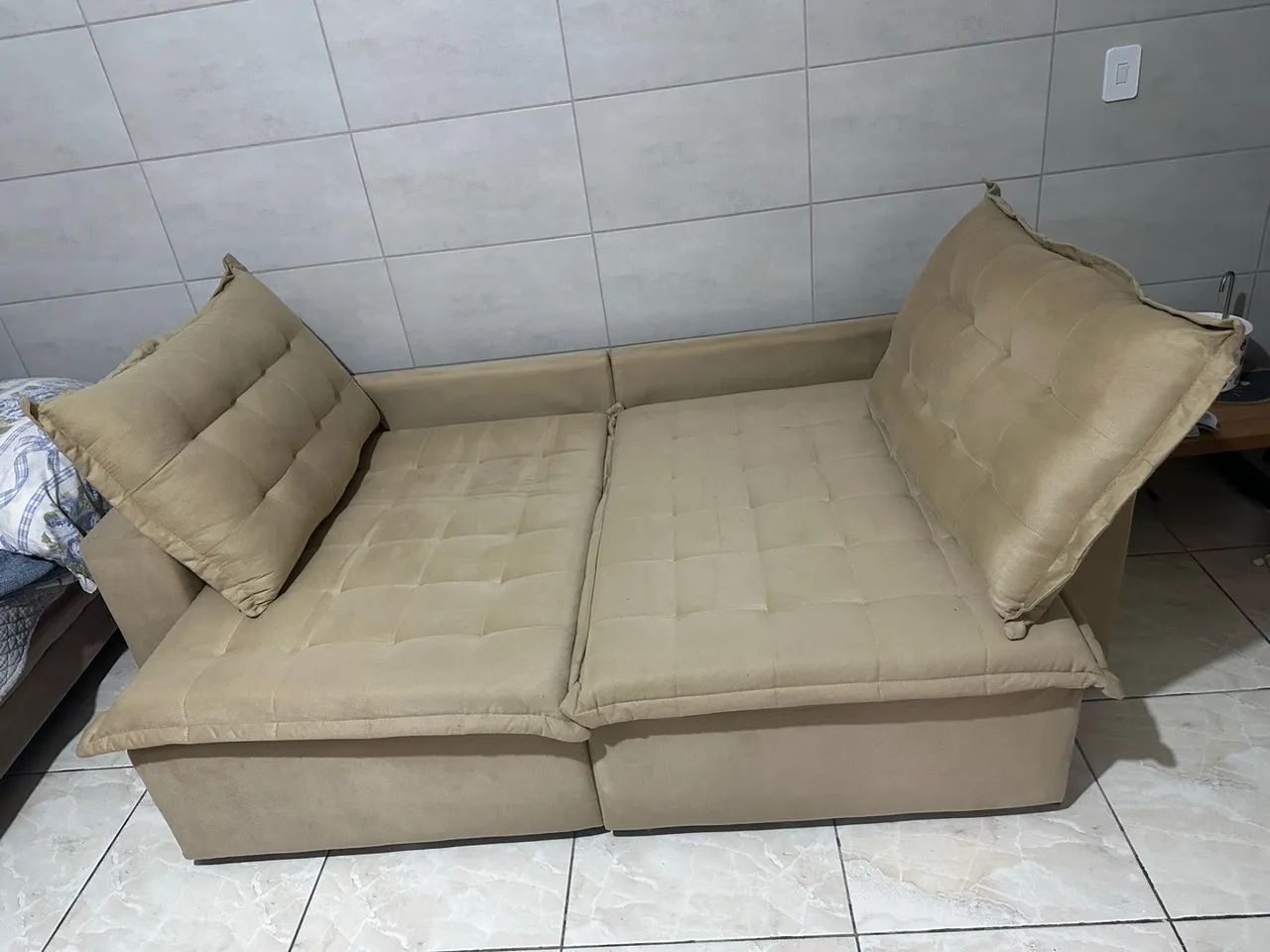 Sofá Retrátil Reclinável E Cama 2,15m Cama Inbox Flex. Suede - Foto 3