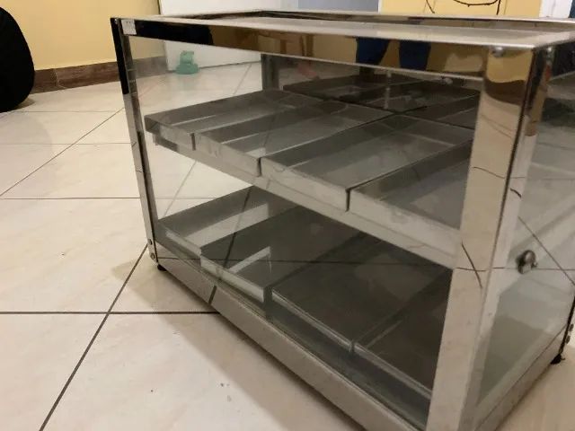 Vitrine / Estufa Expositora Aquecida em Inox e Vidro - Uso Comercial