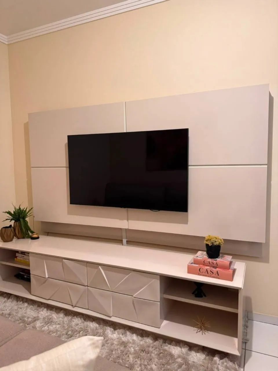 Rack Bancada + Painel para TV Safira Form 3D - DJ Móveis - Foto 3