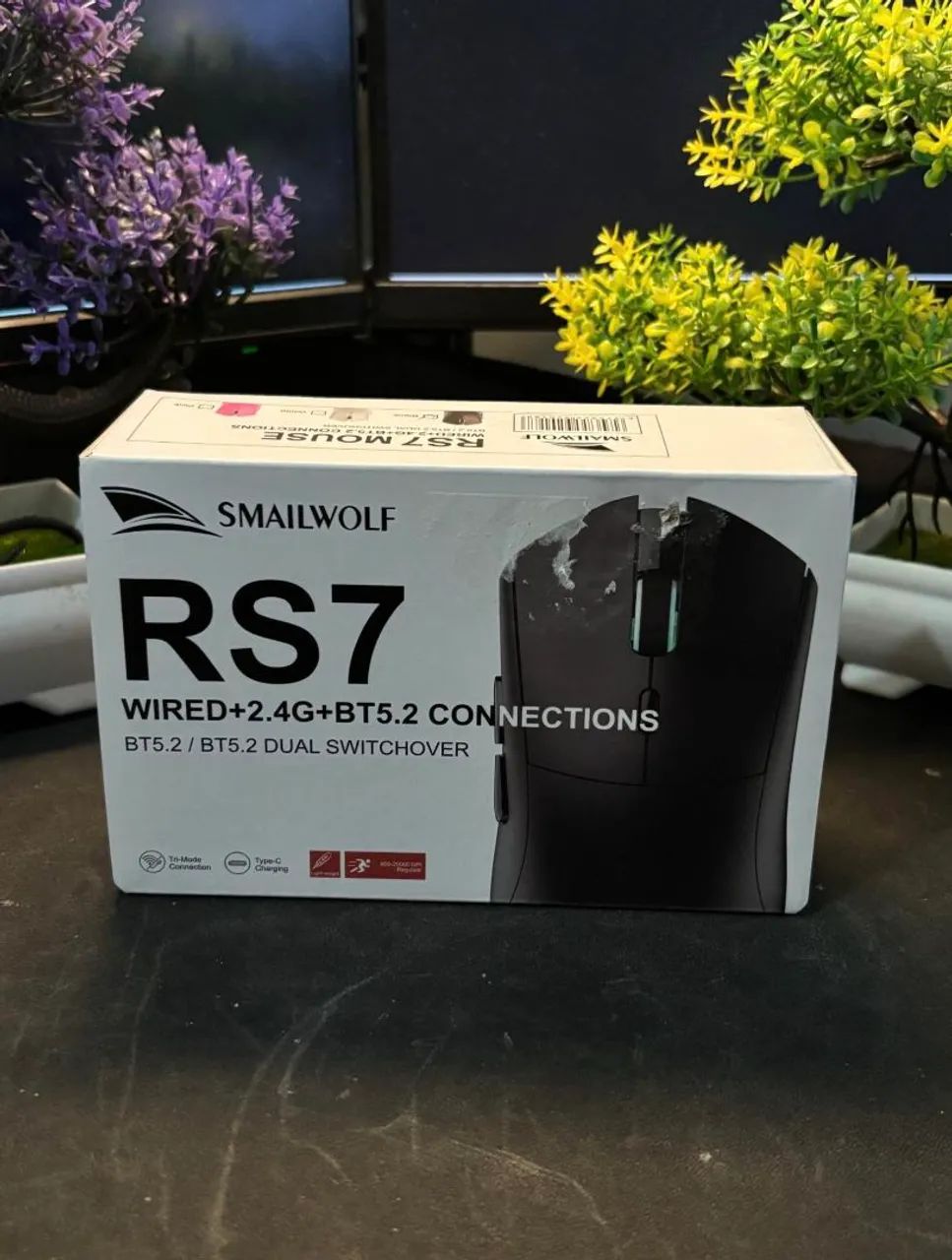 Mouse Gamer Smailwolf RS7 Sem Fio e cabeado (preto e branco) - Foto 4