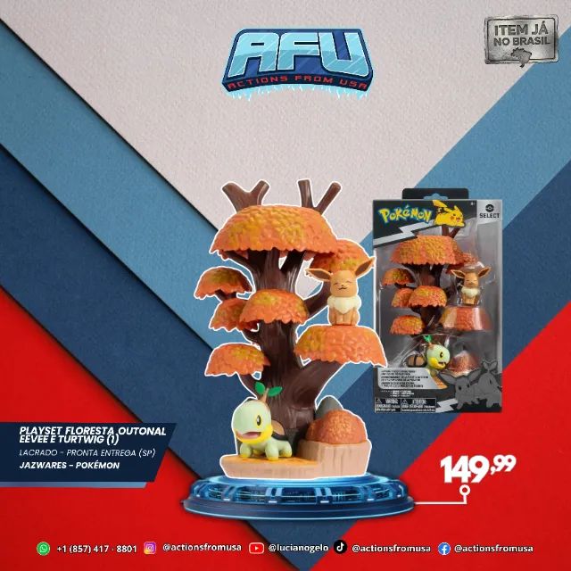 Pokémon Ambiente De Floresta Outonal Eevee E Turtwig Jazwares  