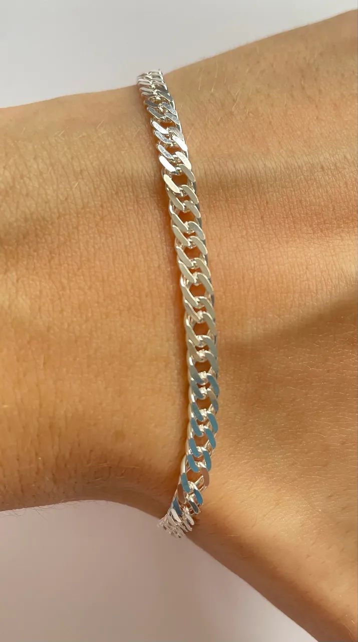 Pulseira nova de prata 925 maciça elo duplo