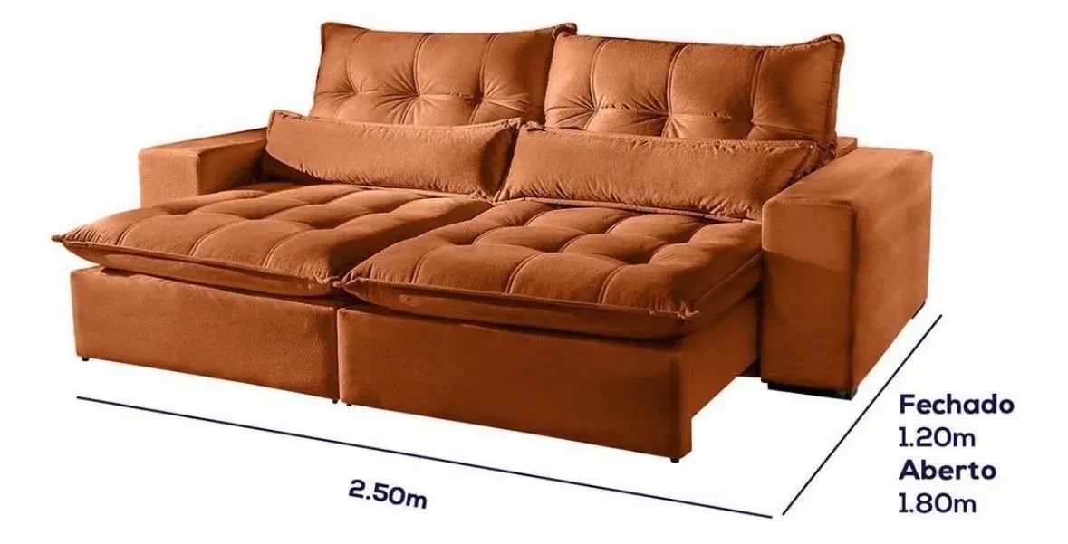 Vendo Sofá 4 Lugares Retrátil Máximo 2.50m Veludo Terracota - Foto 4