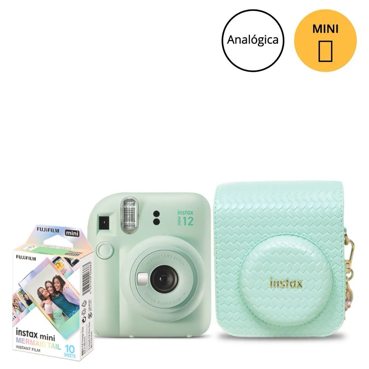 Kit Câmera Instax Mini 12 com Bolsa e Filmes - Verde - Foto 3