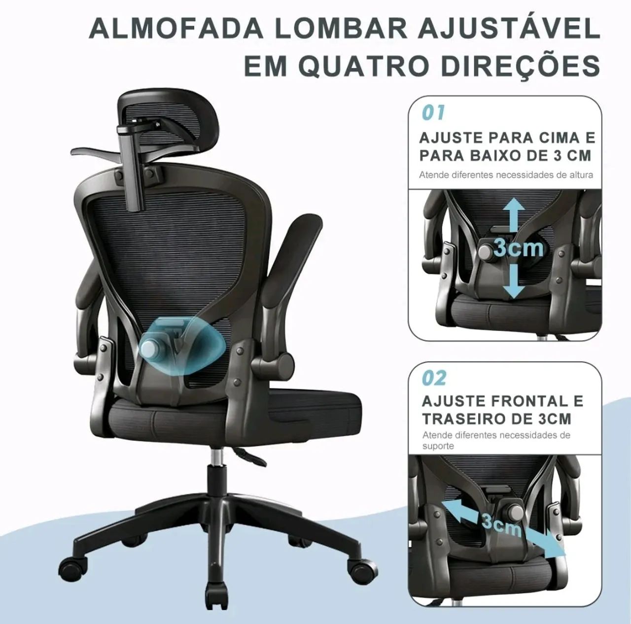 Cadeira para escritório Confortável com ajuste e rodinha  - Foto 5