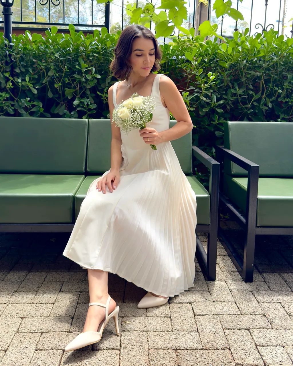 Vestido off White plissado  - Foto 3