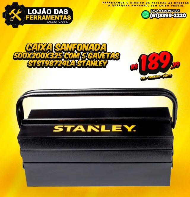 Caixa Sanfonada 500x200x325 Com 5 Gavetas STST98724LA Stanley
