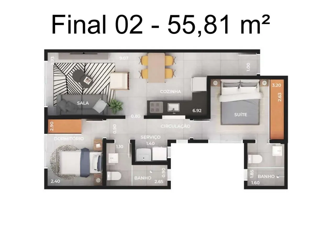 PLANTA 55m²