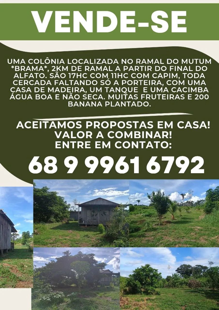Colônia MUTUM 17HC $ 150mil