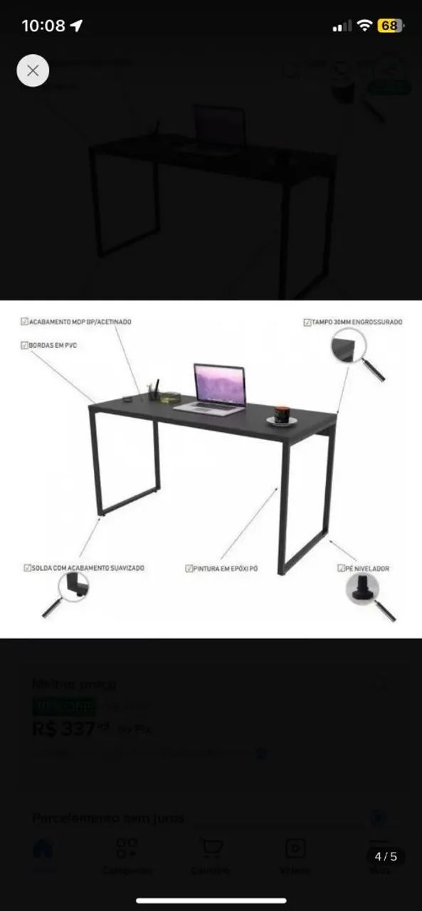 Mesa escrivaninha industrial | Onix  - Foto 5