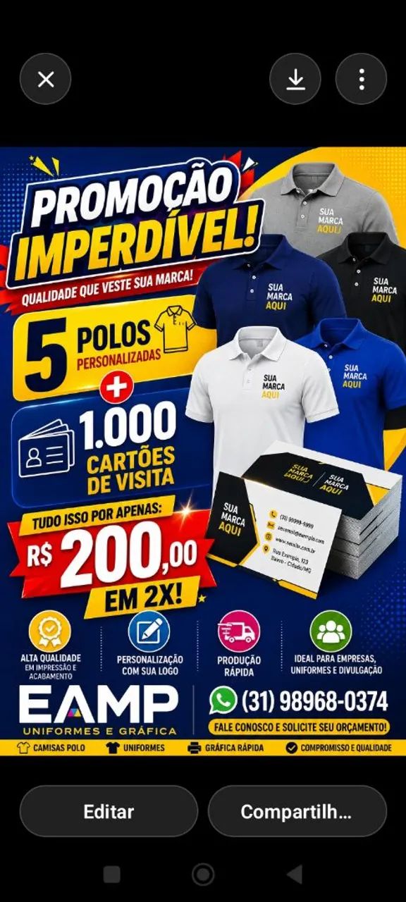 Camisas para uniformes e eventos 